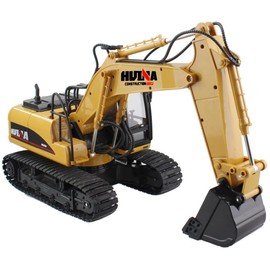Fisca Remote Control Excavator RC Construction Vehicles 15 Channel 2.4G Full Function Digger Toys with Sound and Lights