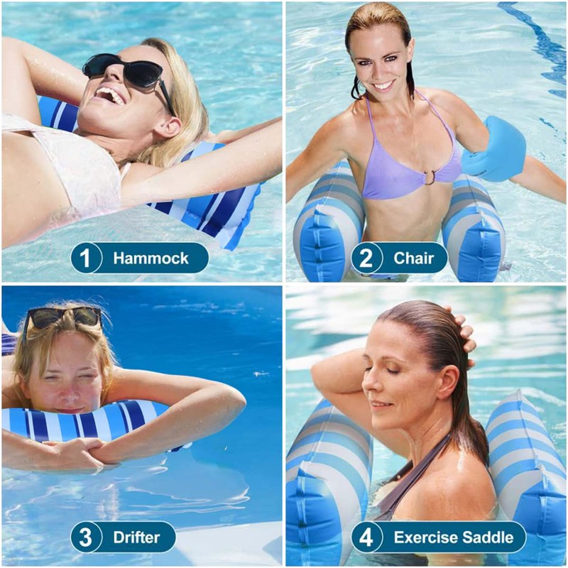 Inflatable Pool Floats,3 Pack Meegoo Multi-Purpose Water Hammock Lounge, Portable