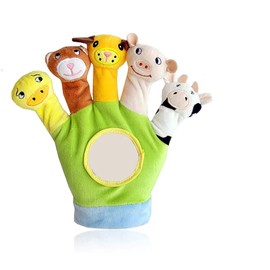 Xrten Educational Puppets Toy Glove Cartoon Animal Finger Baby Story Time Props Soft Educational Dolls Toys