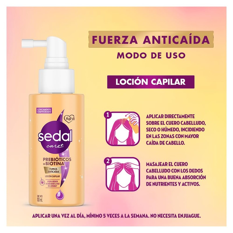 SEDAL Loción Capilar Prebióticos + Biotina, ayuda a reducir la