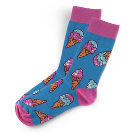 Sillies Socks Ice Cream Cone Socks - Ice Cream Socks, Unisex Crew Sock Set, One Size Fits Most, Funny Dessert Socks