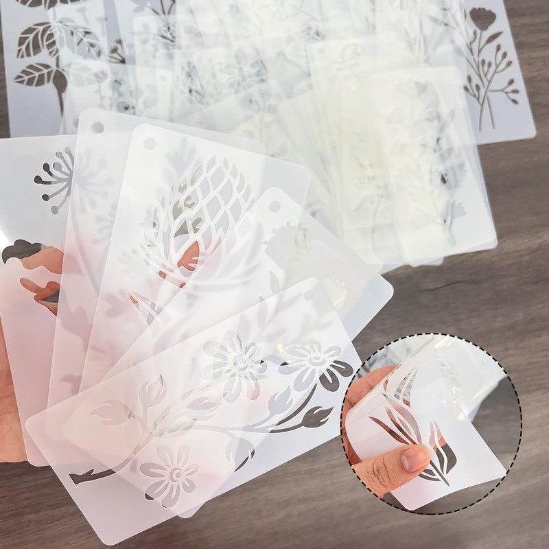 50 Pcs Wildflower Stencils, Small Flower Leaf Stencils for Painting