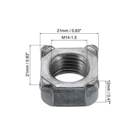 sourcing map Weld Nuts, M14 Square UNC Carbon Steel Machine Screw Gray 40Pcs