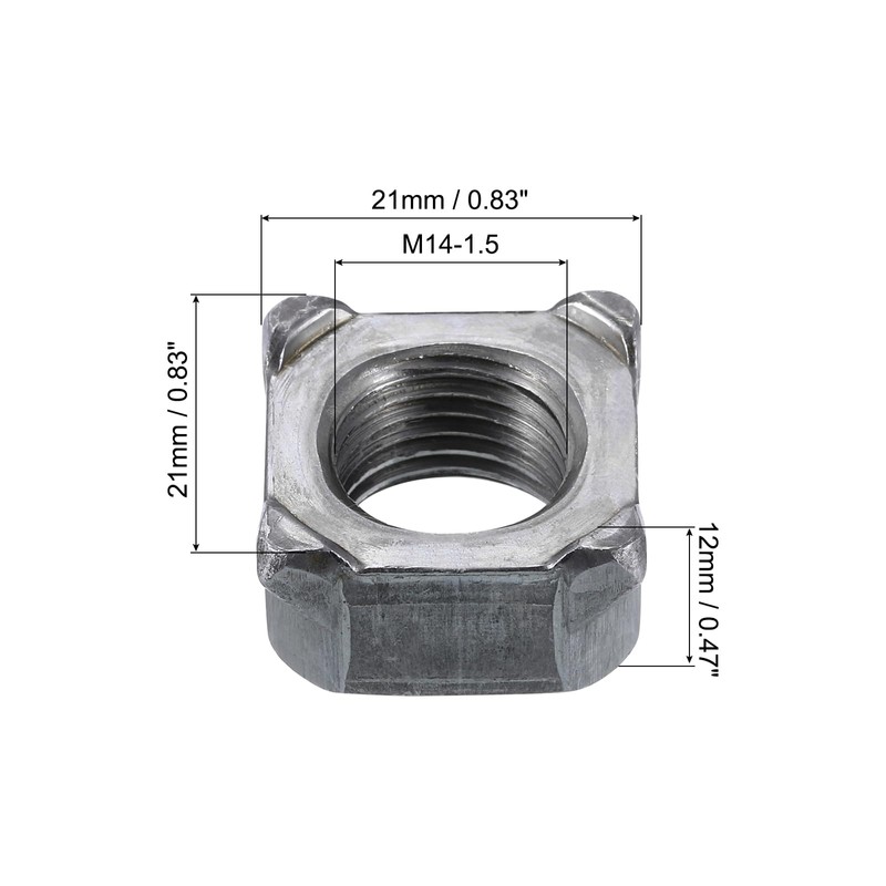 sourcing map Weld Nuts, M14 Square UNC Carbon Steel Machine