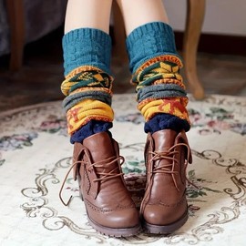 YAQUEKOU 1 Pair of Christmas Leg Warmers Leg Warmers Knitted Winter Leg Long Knitted Socks Crochet Knitting Knee Socks Knitted Socks Winter Socks for Women Girls, blue