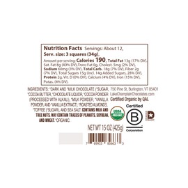 Lake Champlain Assorted Organic Chocolate Squares Gift jar, 35 Pieces, 1 Pound