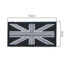 Black and Grey Union Jack Flag Patch British Military Hook and Loop Emblem 10x5cm Army Airsoft Badge Police Security UK