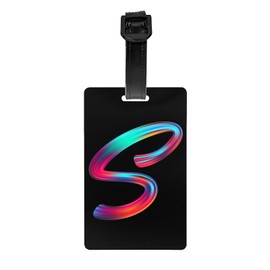 Initial Luggage Tags Suitcase Tags for Backpack, Colorful Letters Design Cruise Bag Tags, Small Novelty Baggage Identifiers ID Name Labels Travel Tag for Women Men Kids, Rainbow Letter S