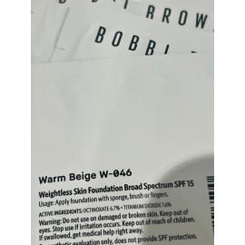 BOBBI BROWN Weightless Skin Foundation SPF 15 Warm Beige W-046 0.05oz/1.5ml