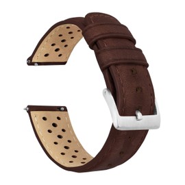 BARTON WATCH BANDS, 24mm Chocolate - Racing Horween Leather Watch Bands with Integrated Quick Release Spring Bars - Standard-Standard Length fits Wrists 5" to 8" - Choose Strap Color & Width