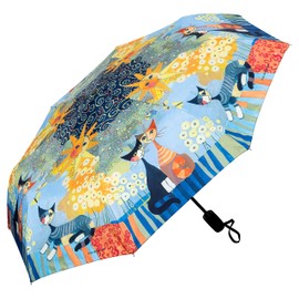VON LILIENFELD® Folding Pocket Umbrella Rosina Wachtmeister Dolce Vita Auto Open Automatic Telescopic Women Art Cat