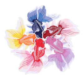 OHPHCALL 5 Pcs Goldfish Shaped Iron on Patches, Embroidered Sewing Appliques for Clothing Repair, Diy Accessories for Jeans, Bags, Backpacks, Assorted Colors