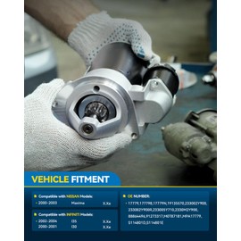 PHILTOP Starter Motor Replace 17779N Compatible with 2000-2003 Maxima, 2002-2004 I35, 2000-2001 I30