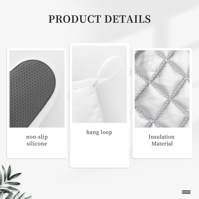 Oven Mitts and Pot Holders Sets White Gold Kitchen Accessories