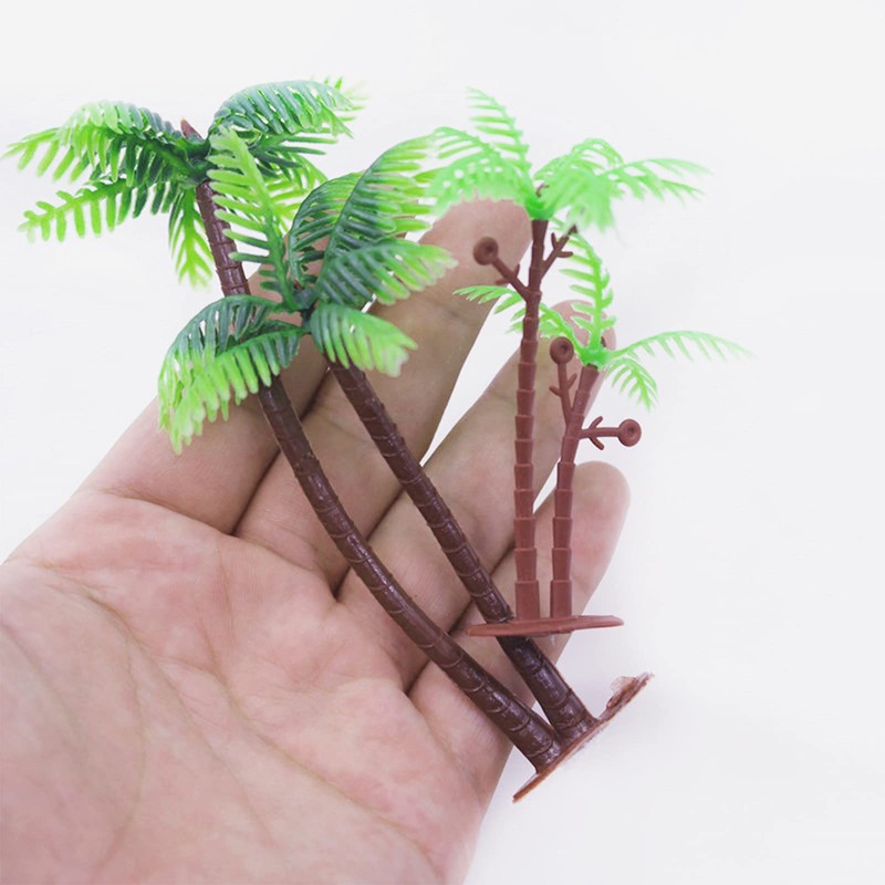 XHBTS Set of 10 Miniature Palm Trees, Plastic, Model Trees