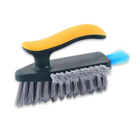 4 in 1 Scrape Brush with Rubber Squeegee, Shower Cleaning Brush, Heavy Duty Cleaning Brushes with Handle, for Shower, Bathroom, Carpet, Wall, Kitchen (Green)