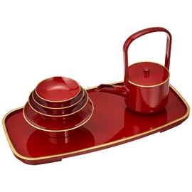 Mitani 3867 Yamanaka Lacquerware, Yamanaka Lacquerware, Vermilion Lacquer, Oval Slaughter, Gold Painted