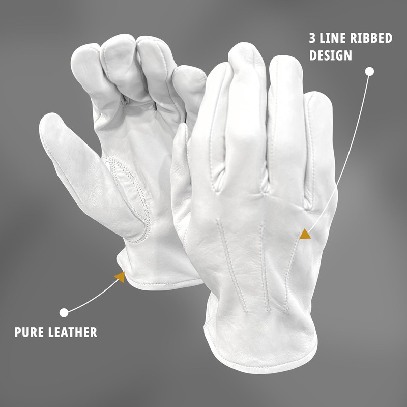 THE MASONIC COLLECTION - 100% Soft Leather Gloves - White