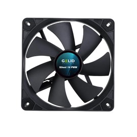 Gelid Solutions Silent 14 PWM Black, 140 mm Fan, Quiet Operation, Optimised Fan Blades, High Airflow, 4-Pin Connection, RPM 1000, 140 x 140 x 25 mm, Black