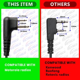 KEYBLU G Shape Earpiece with PTT Mic, 2 Pin Single Wire Surveillance Headset Compatible with Motorola CLS1110 CLS1410 CP200 GP300 GP2000 Two Way Radios Matte Light Black