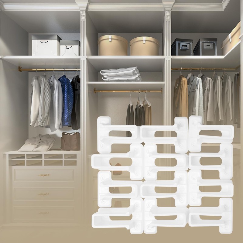 QWORK 12 Pack Wire Shelf End Bracket, White Plastic Closet