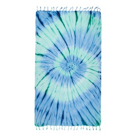 Kikoya - Toalla de playa turca con diseño de teñido de corbata, 86,36 x 165,1 cm, toalla de playa, piscina, yoga, pilates, picnic, Azul