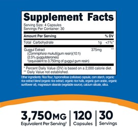 Nutricost Guggul Extract Supplement (3750 mg Equivalent) 120 Capsules - 30 Servings