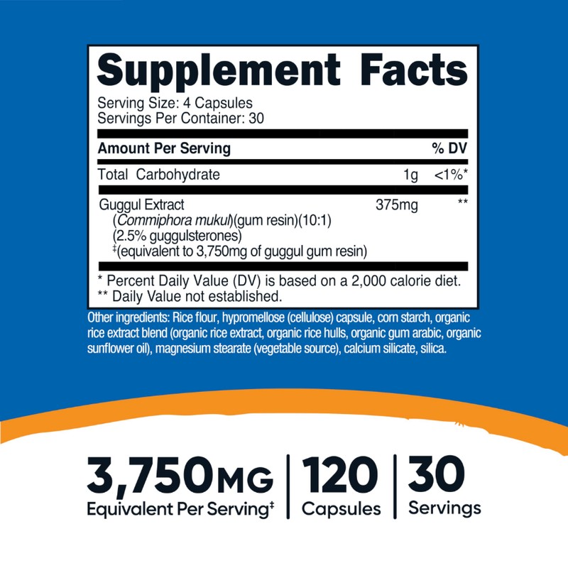 Nutricost Guggul Extract Supplement (3750 mg Equivalent) 120 Capsules -
