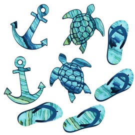 Konohan 8 Pcs Cruise Door Decorations Magnetic Turtle Car Magnets Flip Flop Boat Anchor Cruise Ship Decorations Magnetic Cruise Door Sign Carnival Cruise Sticker Refrigerator Magnets, 5 Inch