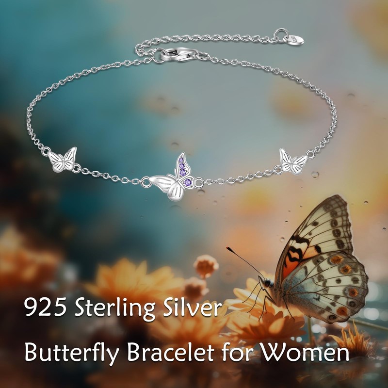 AOBOCO 925 Sterling Silver Bracelet for Women Mustard Seed/Butterfly/Corgi/Infinity Love/Dolphin