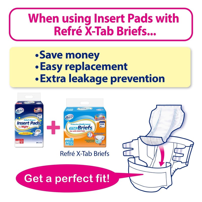 Refré Adult Diaper Insert Pads for Night - Unisex Protective