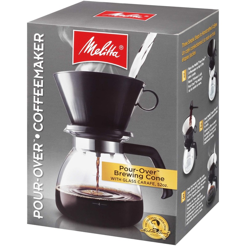 Melitta 52 oz. Pour-Over Coffee Brewer with Glass Carafe, Black