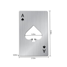 EYAKEG 2 Pack Ace of Spades Bottle Opener Credit Card Size Pocker Cap Opener Portable Stainless Steel Can Opener (Black & Silver), 3.34*2.21 inch
