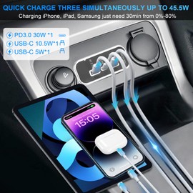 3 Ports 12V RV USB Outlet 45.5W, Gibbab PD3.0 Type-C Quick Charge & Dual USB A Port 3.1A Panel Wall Mount, Automotive Car USB Socket Charger Adapter for RV Marine Boat Bus ATV Motorcycle Truck