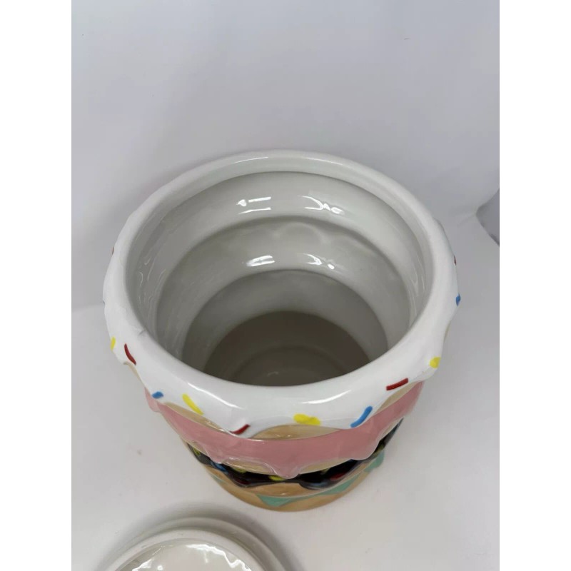 ELEMENTS NEW Large Ceramic Stacked DONUT COOKIE JAR Sprinkles Decor