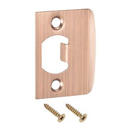 uxcell D-Type Door Strike Plate, 57mm x 45mm 201 Stainless Steel Latch Deadbolt Strike Plate for Door Frame Door Jamb, Red Bronze