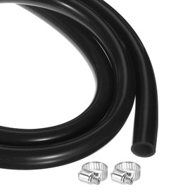 MECCANIXITY 6.6ft Silicone Rubber Tubing 3/8" ID Plastic Tube Flexible Air Hose for Brewing, Wine Making, Pump Siphon, 9.5mm x 14.3mm, with 2pcs Clamps, Black