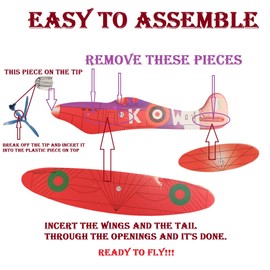 Zugar Land Flying Glider Plane - 12 Pack (8") Small Model Aircrafts in Assorted Designs. Each Comes in Colorful Envelope. Great Party Favor, Carnival Prizes (12 Pieces)