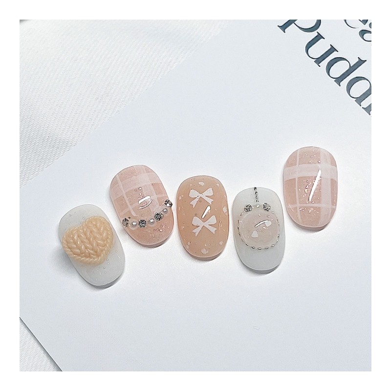 [Handmade Nail Tips] Warm Heart Nail Tips - Petitful /