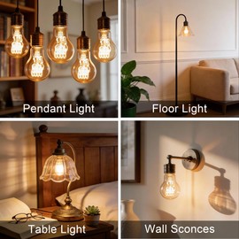 LDCHIUEN Dimmable A19 6W E26 LED Edison Bulbs Vintage Amber Light Bulbs 60 watt Antique Spiral Filament Warm White 2200K Decorative LED Light Bulb 600LM, CRI 90+, Pack of 2