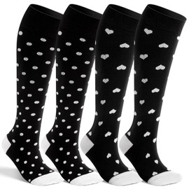 2 Pairs Bamboo Viscose Plus Size Compression Socks for Women & Men - 15-20 mmHg Extra Wide Calf Knee High Compression Stockings for Swelling, Travel, Nurses, Pregnacy