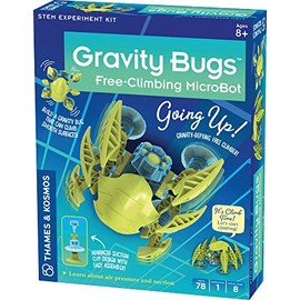 Thames & Kosmos Gravity Bugs Free-Climbing MicroBot | Build a Robotic Wall-Crawling Bug | Explore STEM Lessons in Air Pressure, Suction | Hands-on Physics & Engineering Construction Kit, Blue