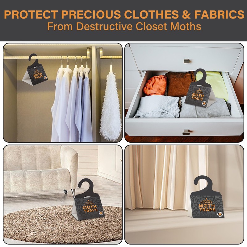 Sancodee 16 Pack Clothes Moth Traps with Natural Pheromones, Clothing