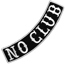 VEGASBEE® NO Club Patch Embroidered Iron-On Patch Biker Jacket Rider Vest Bottom Rocker 12" USA Original (Black-White)