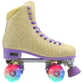 WELLWON Roller Skate for Women and Girls, High-top Double Row-Classic Rollerskates Size 8, Indoor Outdoor Roller Skate Shoes for Beginner Ladies