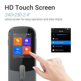 Dispositivo de traductor de idiomas, Pantalla táctil HD de 2.4 pulgadas, Traductor de Fotos de Voz Inteligente, Compatible con 119 Idiomas en Línea/10 Idiomas en Líneasin conexión