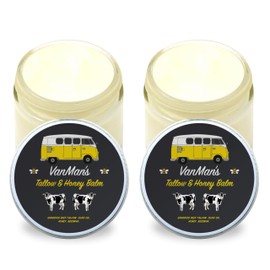 Vanman's Tallow and Honey Balm With No Added Scent (2 Pack) - Beef Tallow Face Moisturizer with Grass-Fed/Finished Beef Tallow for Skin, Organic Raw Honey and Beeswax, Cold Pressed Olive Oil - 2.5 oz