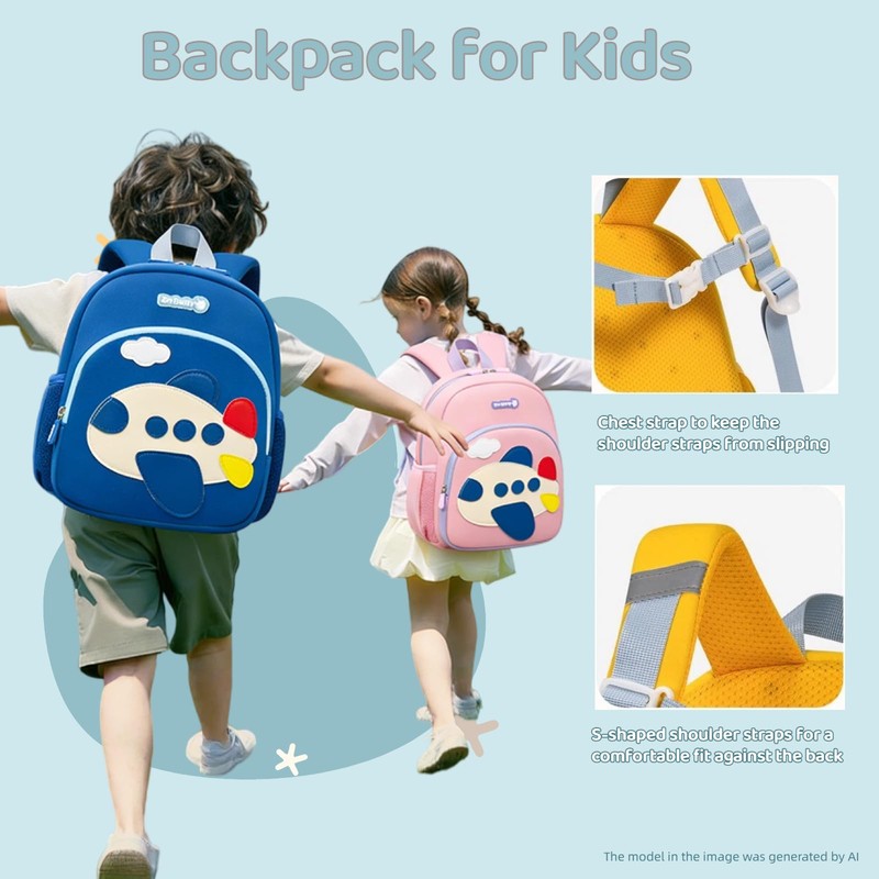 VIDOSCLA Toddlers Backpack Kids Airplane Nursery Schoolbag Preschool Bag