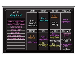 Dry Erase Magnet Weekly Calendar Black Fluorescent Fridge Magnet