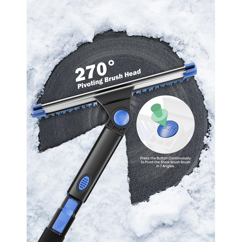 JOYTUTUS 47.7″ Extendable Snow Brush and Ice Scraper, 270° Pivoting